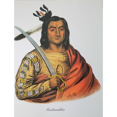 #ad #ad American Indian Print Moukaushka Sioux Chief Vintage 89681 $18.05