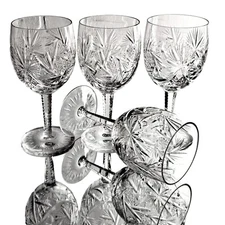 Spode Catherine Water Goblets Glasses Wine Glass Crystal 6.875"H Set of (4)