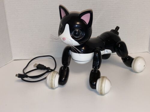Spin Master Black Tuxedo Zoomer Kitty Cat Interactive Robot Works!!! No Tail