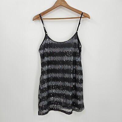 BKE Boutique Sequin Mini Dress Women's Size Large Black & Silver Stripe  Striped | eBay