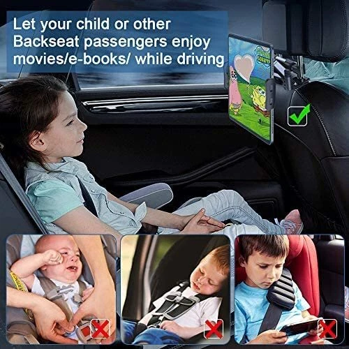 Universal Car Headrest Mount Holder for iPad Tablet Phone 4-11 Inch - Image 3 of 4