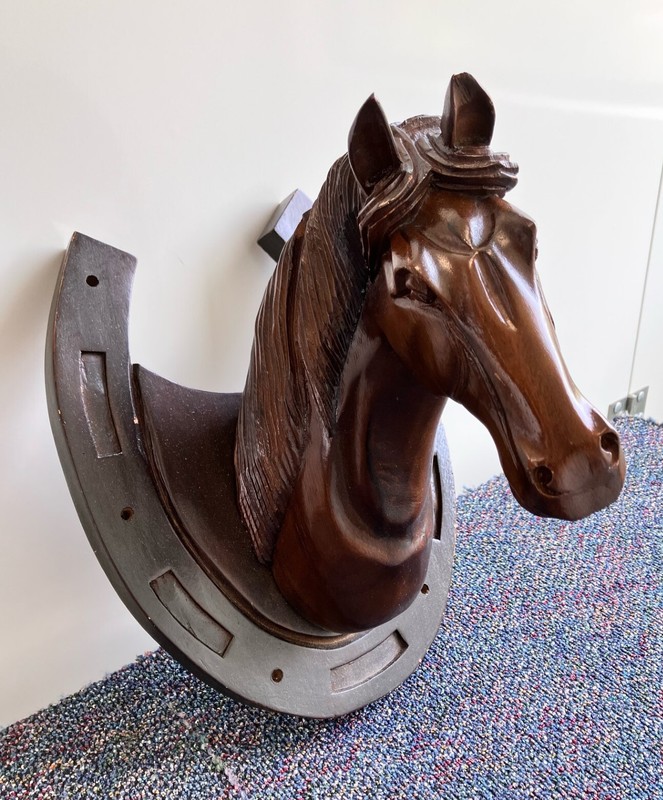 Triple Crown Sale! Carved Wooden Horse Head -- Excellent Condition; wall hanging