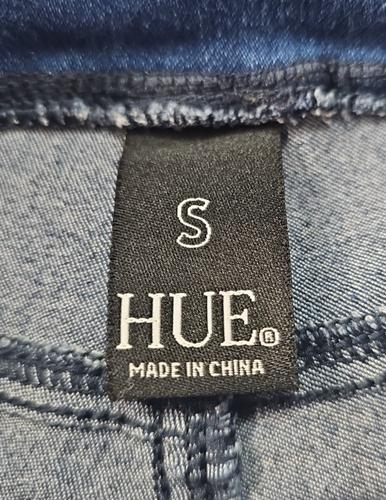 Hue Women's Size S Dark Blue Denim Knit Skinny Leggings Mock Front Pockets - Picture 5 of 11