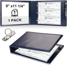 3-Ring Check Binder 1" D-Ring 9" X 11.25" Checkbook Holder for 300 Checks