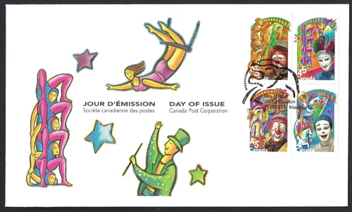 🍁Canada   #1760a Block  "THE CIRCUS"  Brand New  1998  First Day Cover