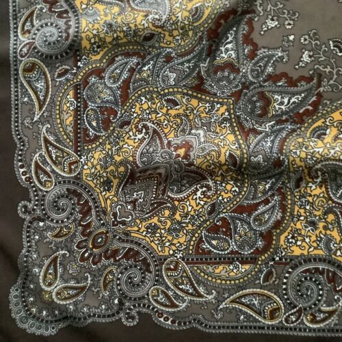 C A Brown Paisley Design 30 inch Square Vintage Ladies Scarf By Gina Ruccini - Picture 2 of 4