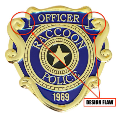 Raccoon City R.P.D. Kostümabzeichen aus Metall - Artikel defekt wegen Designfehler.