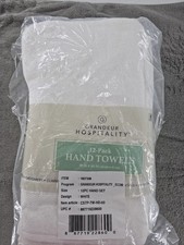 Grandeur Hospitality 100 Cotton 12-Pack Hand Towels 16x30in White OEKO