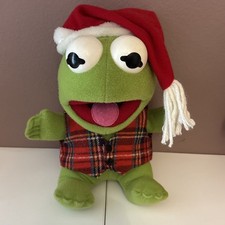 Kermit the Frog Vintage 1987 Baby Kermit with Santa Hat