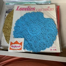 Vintage Royal Craft Doilies Round  Blue In Original Packages