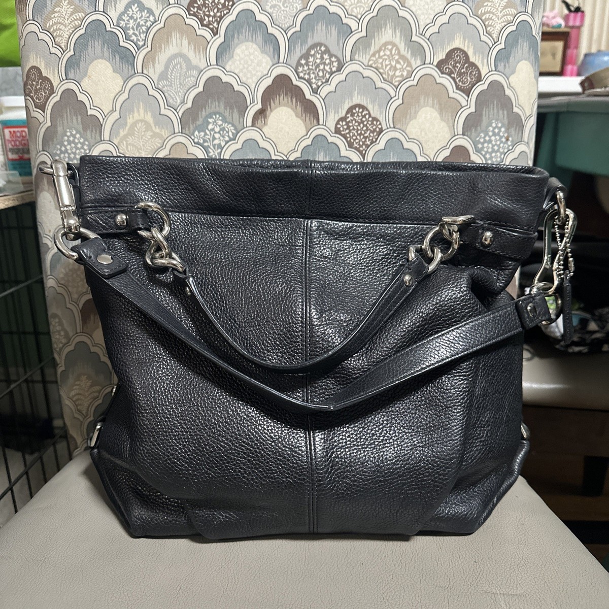 Coach Brooke F17165 Black Leather Hobo Handbag Shoulder Satchel | eBay