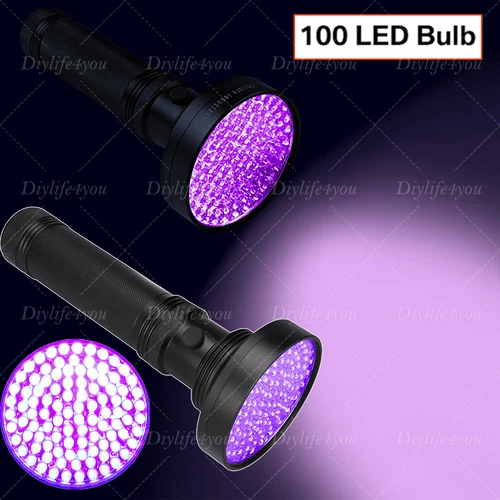 100 LED UV Flashlight Ultraviolet Blacklight Detector Handheld Torch Light 395nm
