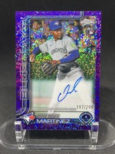 2025 Topps Chrome Orelvis Martinez #RA-OM Purple Speckle Auto /299 Blue Jays RC