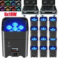 6x18W RGBWA+UV Battery Powered Wireless Stage Par Light DMX Par Can Uplighting