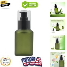 1PCS 60ML/2OZ Empty Refillable Green Frosted Glass Bottles with Pump Vial Cos...
