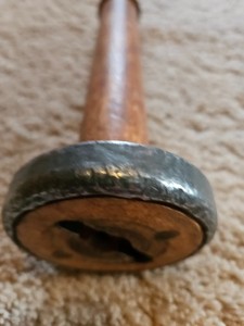 Vintage Wooden Industrial Spool Metal Rim Large 9" Antique Textile Mill Bobbin