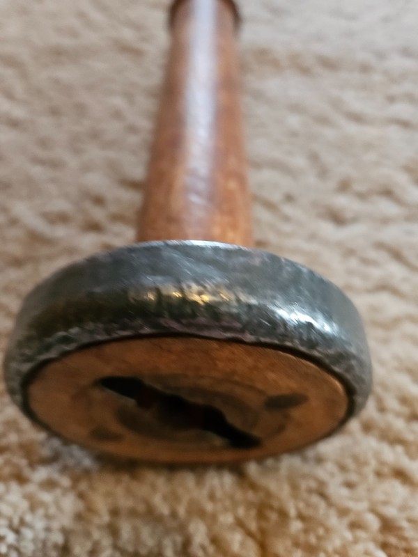 Vintage Wooden Industrial Spool Metal Rim Large 9" Antique Textile Mill Bobbin