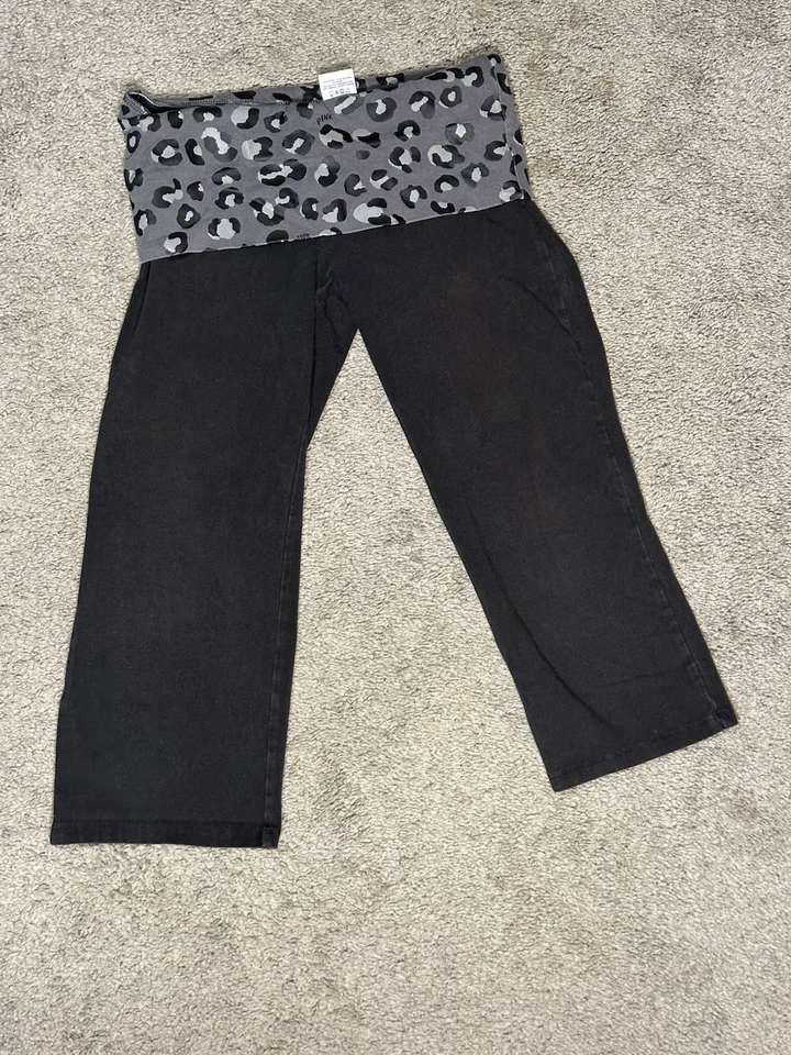 Leggings Victoria's Secret Rosa Y2K Plegable Lentejuelas Recortadas Estampado Leopardo Talla S Foto 4 de 4