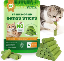 60G Cat Grass Teething Stick, Freezed Dried Cat Grass Sticks Snacks for Cats, Ed