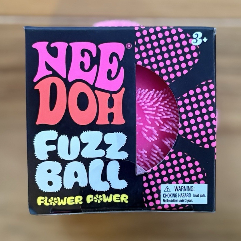 Nee Doh  Fuzz Ball Pink Squeeze Tactile Toy
