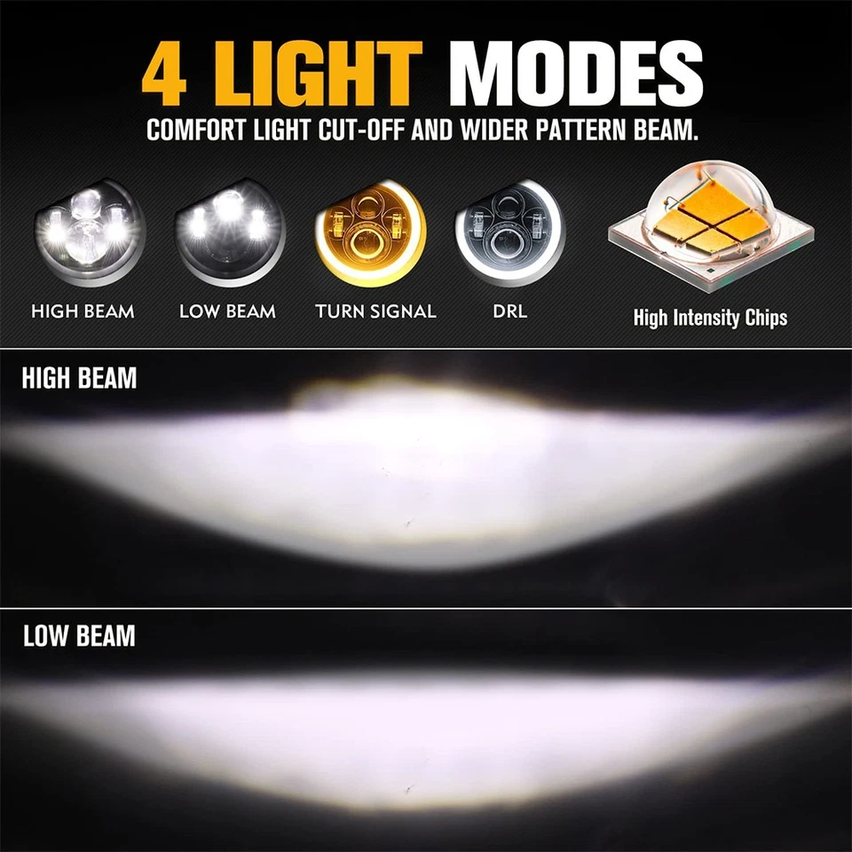 Pair For Ford LN7000 LN8000 LN9000 Trucks Round 7" LED Headlight Hi/Lo Projector - Image 3 of 4