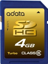 Adata 4 GB Secure Digital SDHC Class 6 Memory Card (ASD2004GCL6BU)