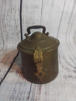 Vintage Brass Lidded Container Missing Lock Latch