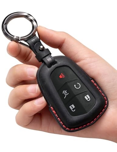 Für Cadillac Schlüsselanhänger Cover Leder Auto Fernbedienung Etui Halter Schlüsselanhänger schwarz - Bild 1 von 6