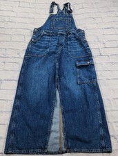 American Eagle Denim Bibbed SIZE Large Overall Maxi Dress Cargo Pockets Boho