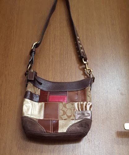 COACH Turnlock Patchwork Shoulder Bag Brown Japan… - image 13