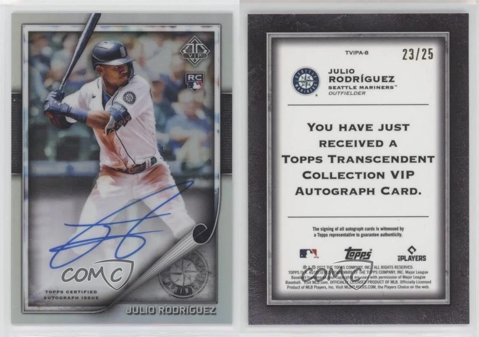 2022 Topps Transcendent Collection VIP Party /25 Julio Rodriguez Rookie Auto RC - Image 3 of 3