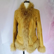 0818 Real Raccoon  Rabbit Fur coat genuine leather Women size  L