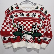 THE MARC JACOBS CHRISTMAS KNIT SWEATER, RED AND WHITE KIDS SIZE 6