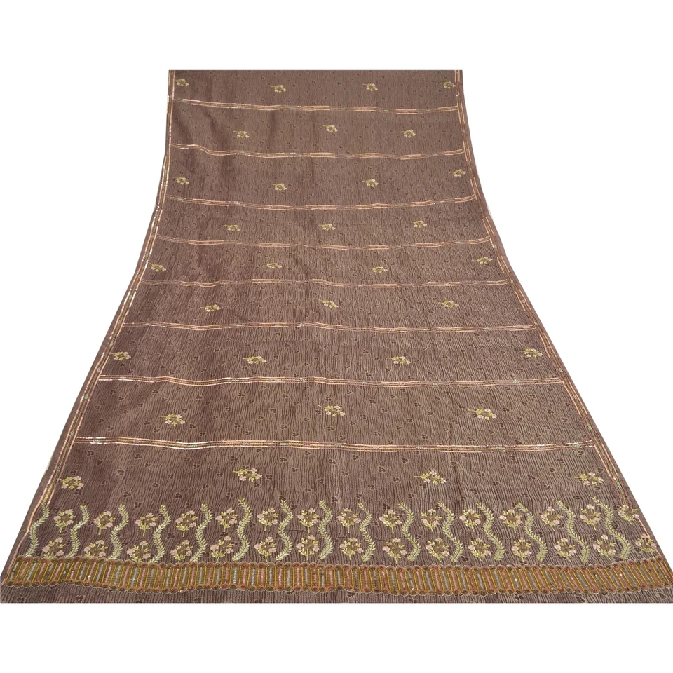 Estola de lentejuelas tejidas a mano tejido Dupatta indio púrpura de colección sánscriti Foto 3 de 4