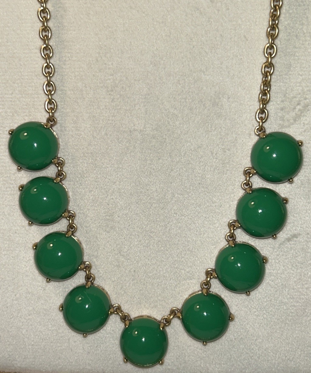 J. Crew Signed Green Bubble Statement Necklace Go… - image 1