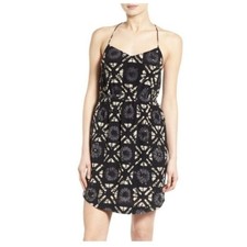 Madewell Starview Batik Grid Silk V-neck Cami Dress Artsy Boho Chic Women's 12