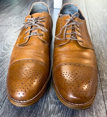 Johnston & Murphy  J&M Est. 1850  Men s Brown Leather Wingtip Dress   Size 10.5