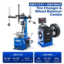 OMT 2 HP Tire Changer/ Wheel Balancer Machine Combo 24"  Rim Clamp T777+B903
