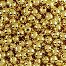 250 Round Gold Acrylic Beads 10mm Diameter With 2.7mm Hole For Crafts
