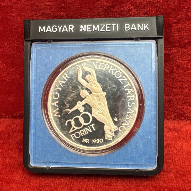 ✨ Storage Find ✨ 1980 Hungary 200 Forint Silver Proof Lake Placid Olympics Coin