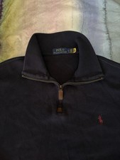 Navy Blue Polo By Ralph Lauren Quarter Zip Jumper Mens Large L