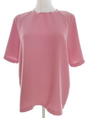 CARIN WESTER Damen Bluse Gr. 40 Rosa Kurzer Ärmel RV Einfarbig Crew-Ausschnitt