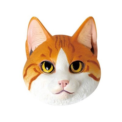 Kaiyodo Capsule A Neko Badge Cat Face pin badge Orange White Tabby Japan 2019