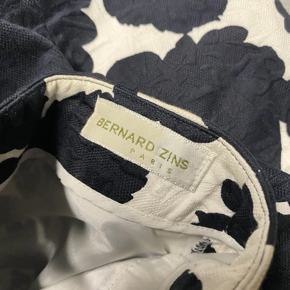 Barnard Zins Pants Womens 10 Black White Floral Textured Trouser Made In France - Image 3 of 4