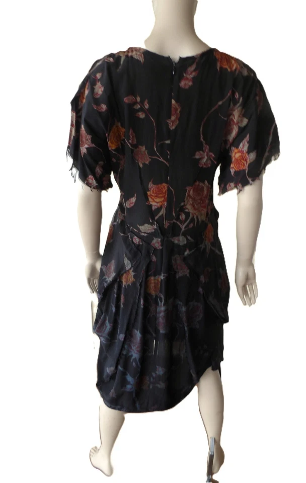 Alexander McQueen Auth Grange Goth Silk Dress Sz 14 46 IT Dress Roses Lagenlook - Image 2 of 4