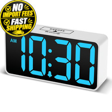 DreamSky Small Digital Alarm Clock for Bedroom Small, White Case Blue Digits