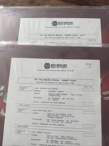 1988 Off The Record Special 2xLP  - Robert Plant 88-15/16 Led Zeppelin