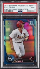 2016 BOWMAN PROSPECTS CHROME-BLUE REFRACTOR #BCP43 PAUL DEJONG #/150 PSA 9