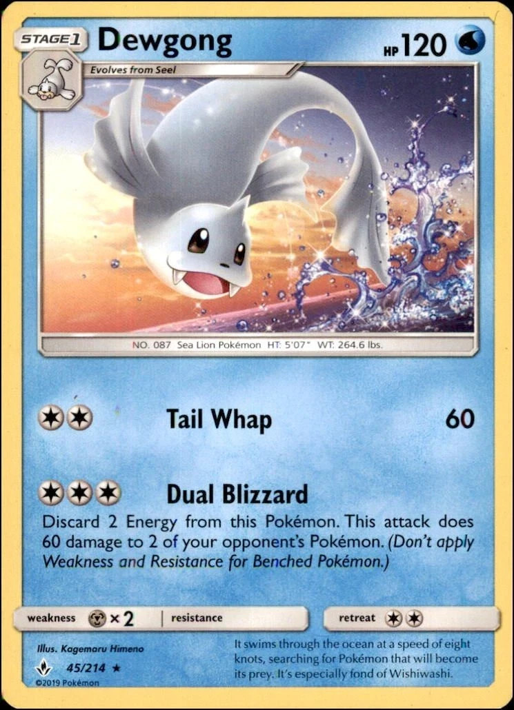 Dewgong SM - Unbroken Bonds 45/214 Pokemon TCG Card Rare NM