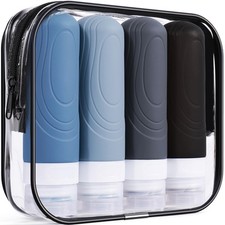 GLAMFIELDS Travel Bottles for Toiletries,TSA Approved 3oz size Leak Proof Sil...